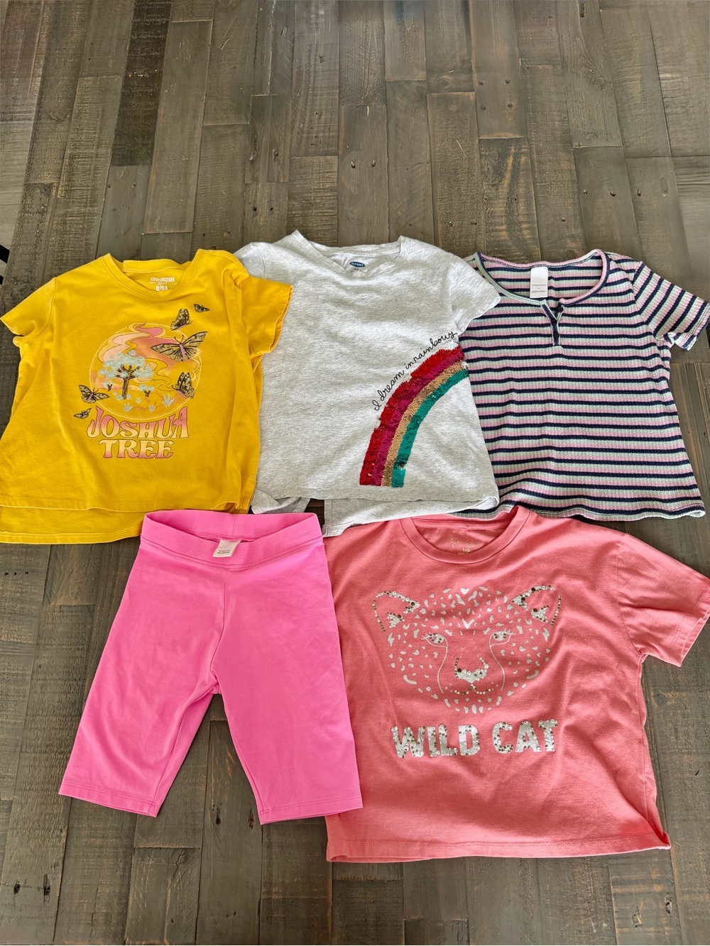 ZARA OSHKOSH Girls Size 8 Clothing Bundle 5pc Graphic Tees Shorts Lot Pink - Picture 3 of 9